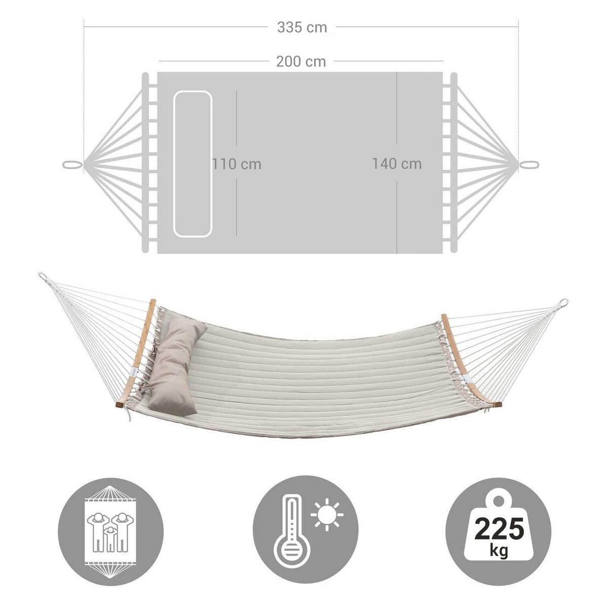 HÄNGEMATTE - Weiß, Textil (140/1/200cm) - Hansiro
