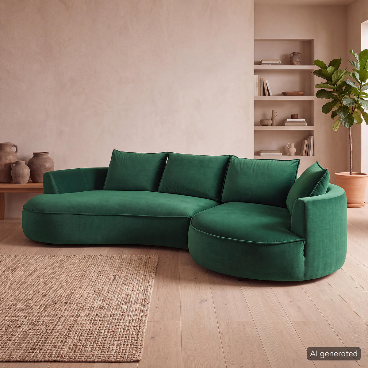 BIGSOFA - Dunkelgrün, Naturmaterialien/Kunststoff (322/82/154cm) - home24