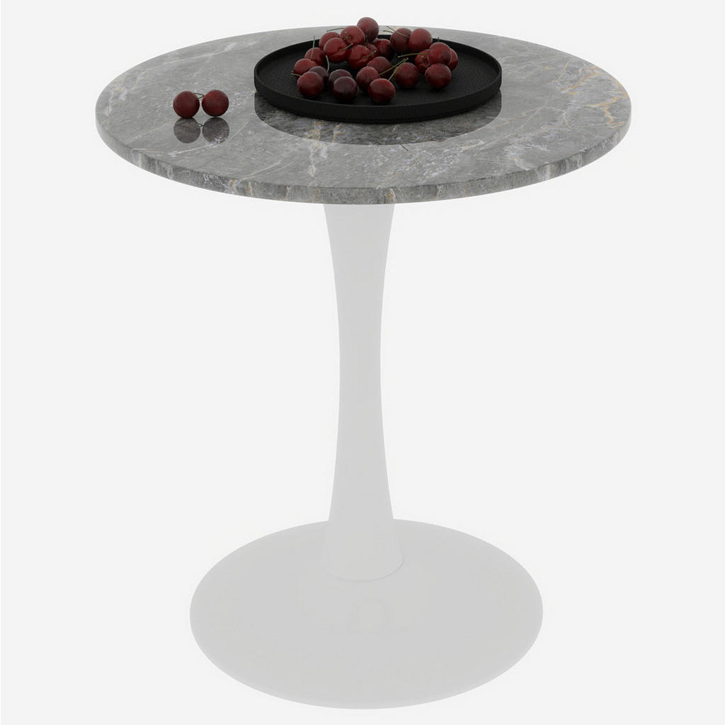 Modfu KONFERENČNÍ stolek z umělého mramoru 70x70x72 cm bílo-šedý kulatý, moderní minimalistický design