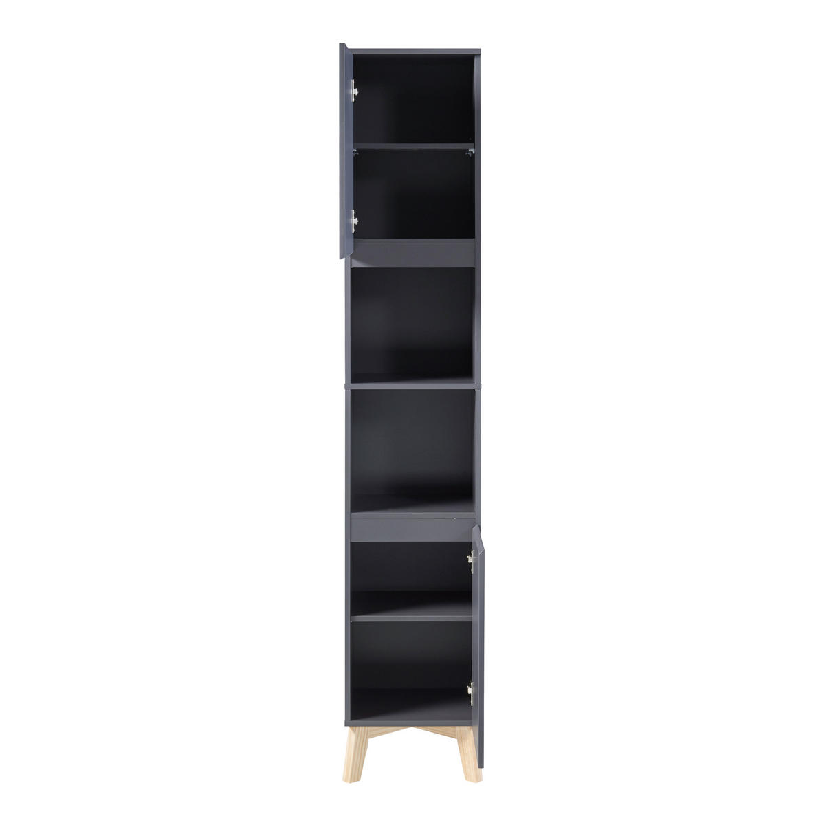 HOCHSCHRANK Overath - Naturfarben/Grau, Eichenholz/Holzwerkstoff (30/160/30cm) - [en.casa]