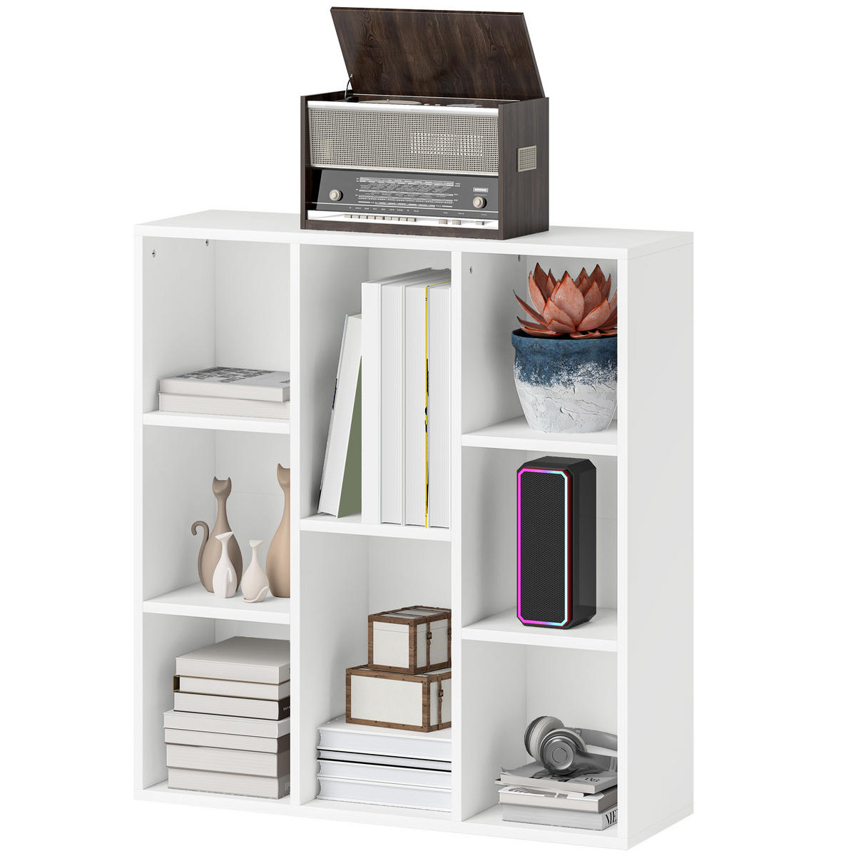BÜCHERREGAL mit 8 Fächern 74,3/24/80 cm weiß - Weiß, Karton (74.3/80/24cm)
