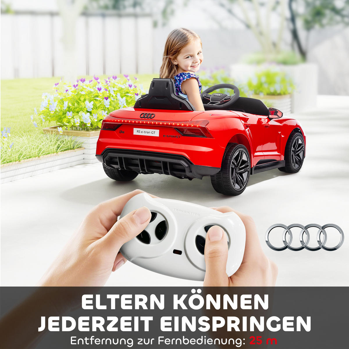 KINDER Elektroauto, Kinderauto mit 2,4G Ferbedienung, Kinderfahrzeug, Rot - Rot, Metall (103/58/41cm) - HOMCOM