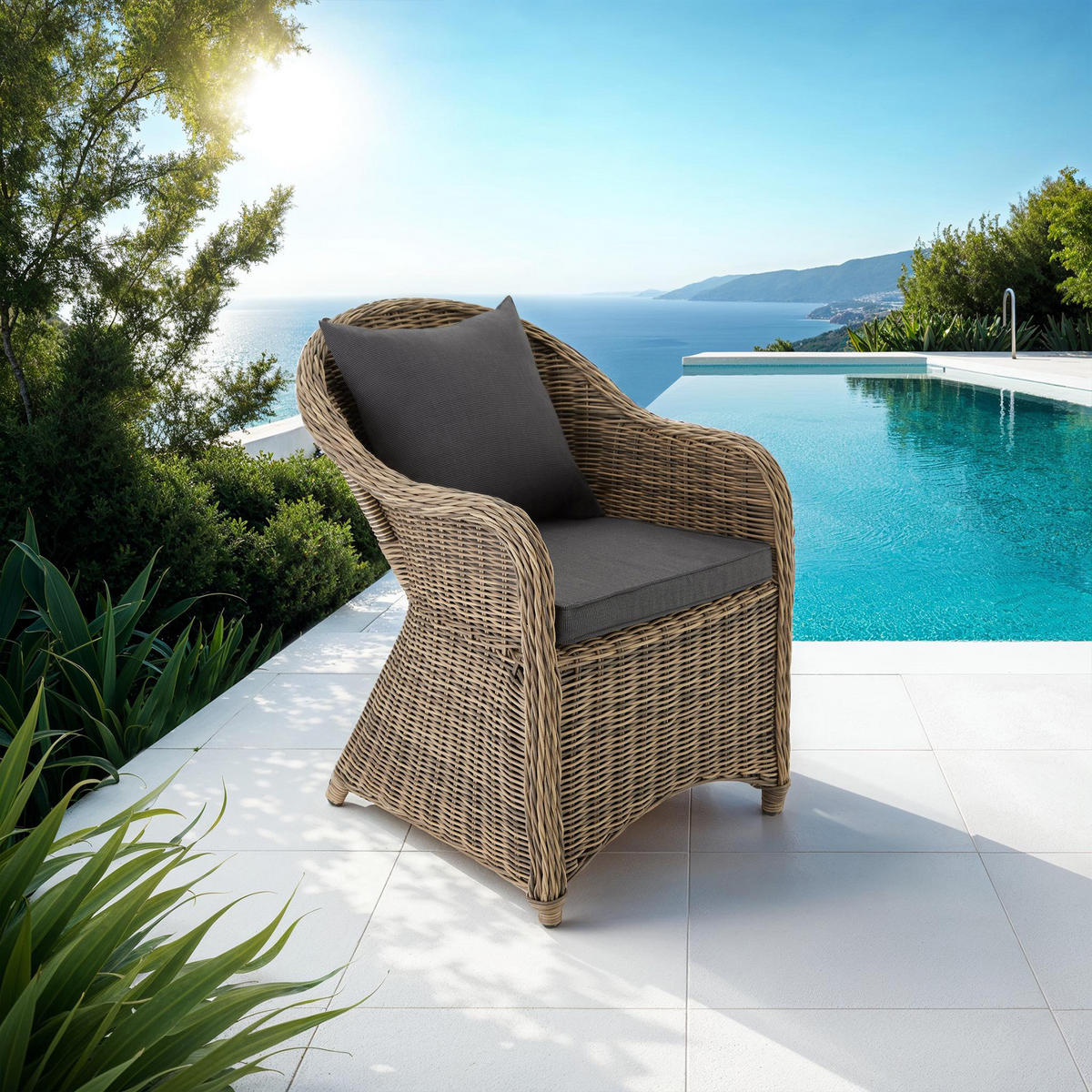 RATTANSESSEL ,71 x 60 x 84 cm,natur - Naturfarben, Kunststoff (60/84/71cm) - tectake