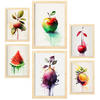 POSTER Set Mit 6 Regenbogenfrucht Größe A3 & A4 Rahmen aus hellem Holz - Beige, Papier (29.7/1cm) - Nacnic