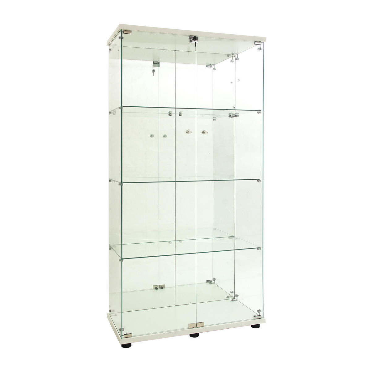 GLASVITRINE Standvitrine, 4 Lagen Glas Vitrine Vitrinenschrank, Weiß - Weiß, Glas (36/164/80cm)