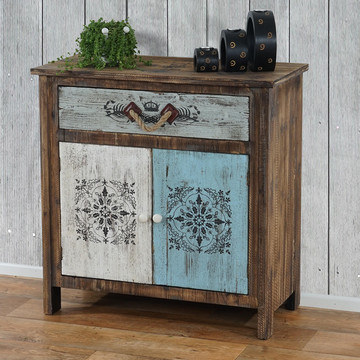 KOMMODE Blau, Weiß - Blau/Weiß, Holz (80/84/40cm) - MCW