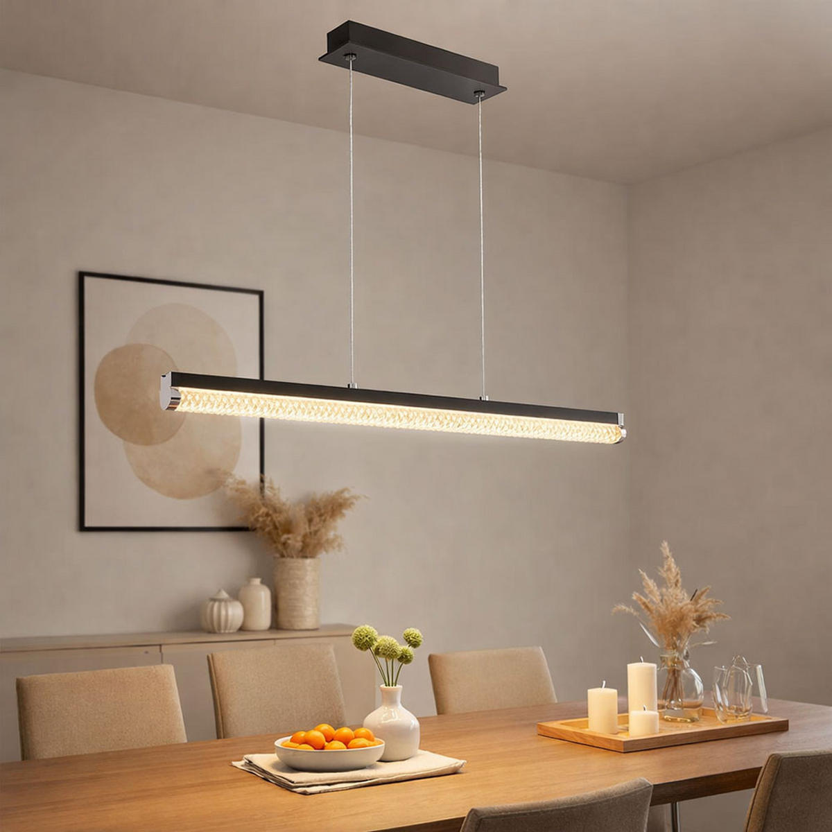 LED HÄNGELEUCHTE Stahl Schwarz - Schwarz, Glas (76.5/8/110cm)