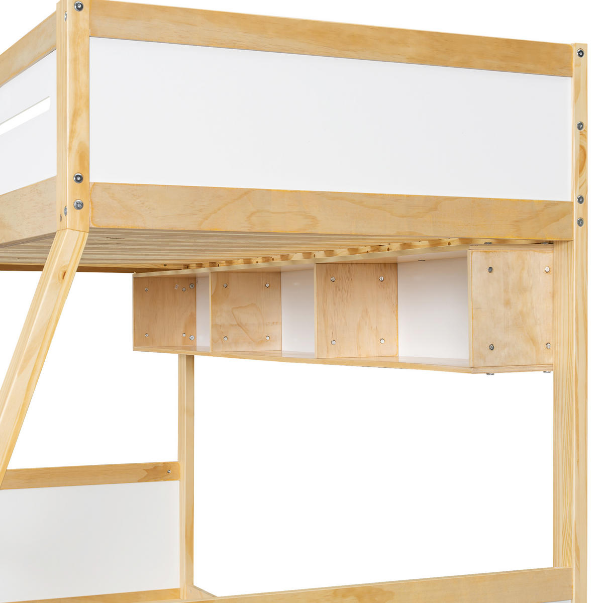 ETAGENBETT Kinderbett Weiß+Natur 90x200/120x200 - Naturfarben, Holz (90/200cm) - ComfortXL