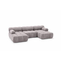 ECKSOFA U-Form, Stoff Velours Salvador, Grau, Selia U - Grau, Holz (285/70/160cm) - Kaiser Möbel