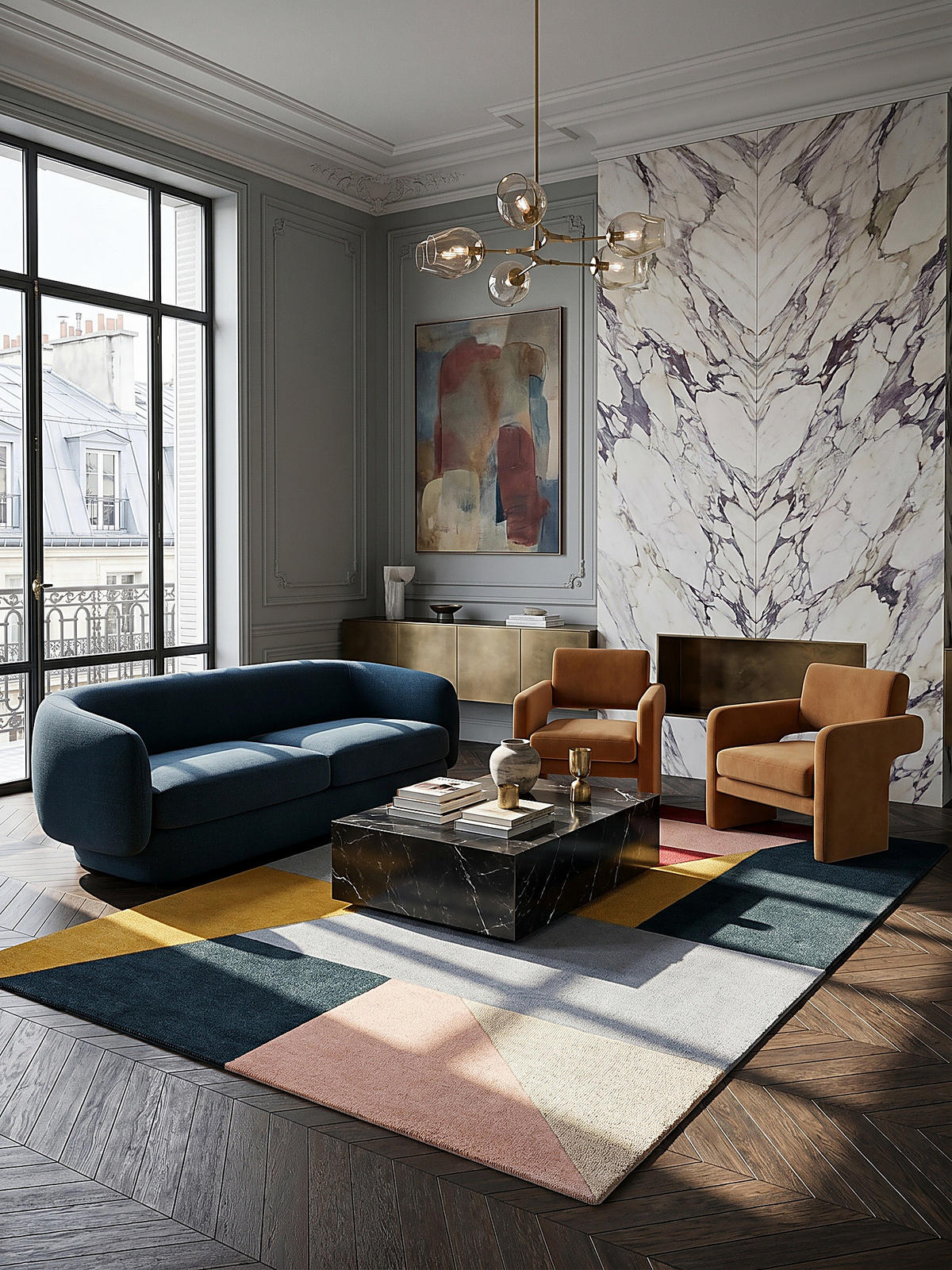 WOLLTEPPICH DEBEN, geometrisch, Kontrast-Bunt, 160 x 230 cm - Multicolor, Textil (230/160cm) - KADIMA DESIGN