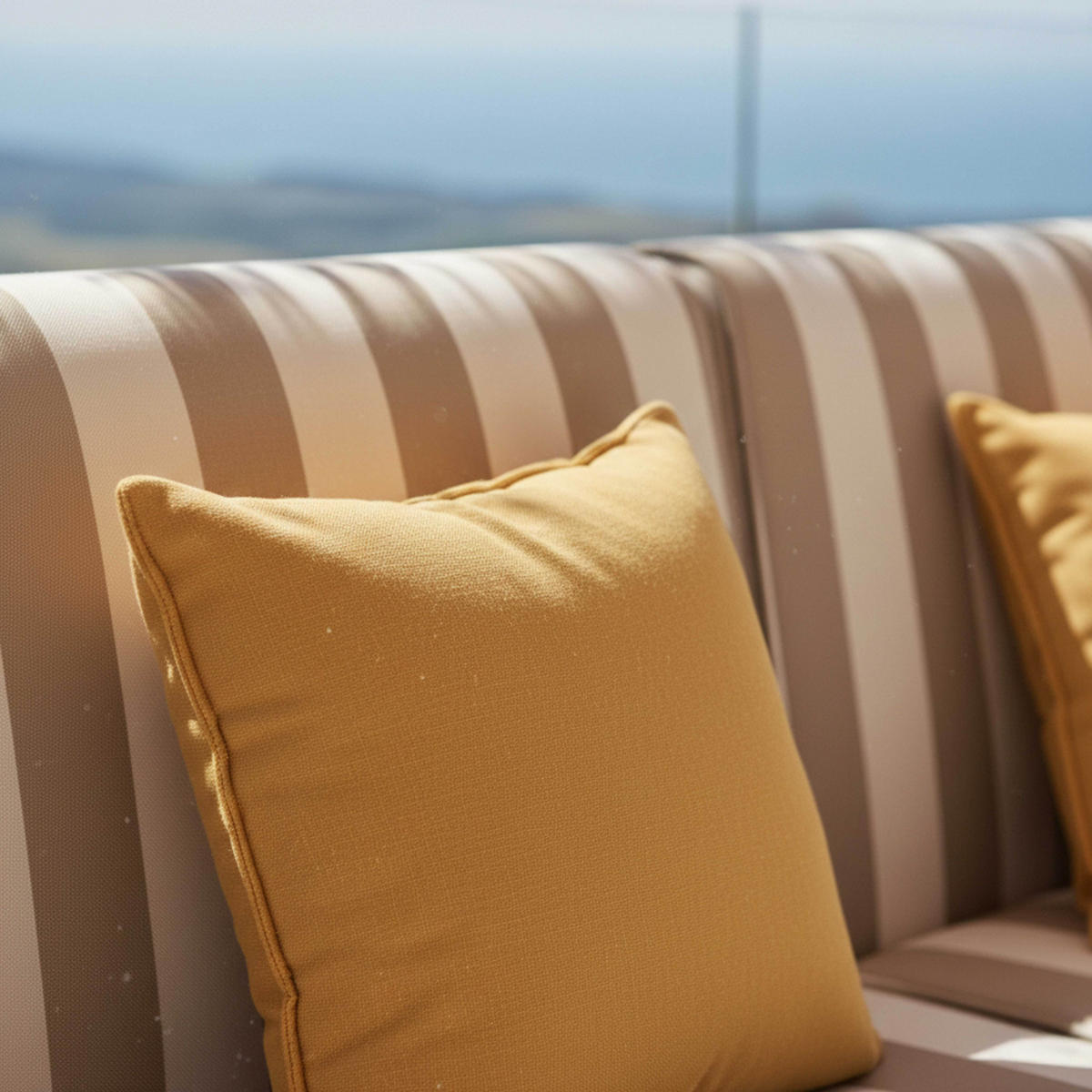 GARTENSOFA mit 2 Sitzplätzen, Beige - Beige, Metall - Oviala