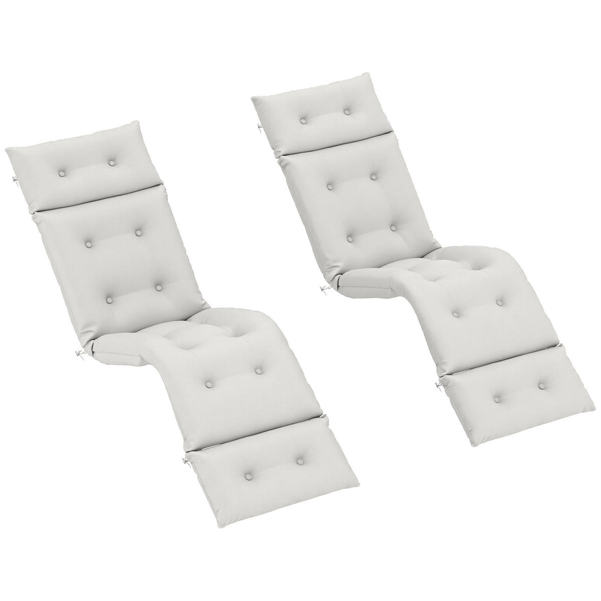 LIEGENAUFLAGE Hellgrau 2er-Set 190/56/10 cm - Hellgrau, Textil (190/10/56cm) - PANGIVO