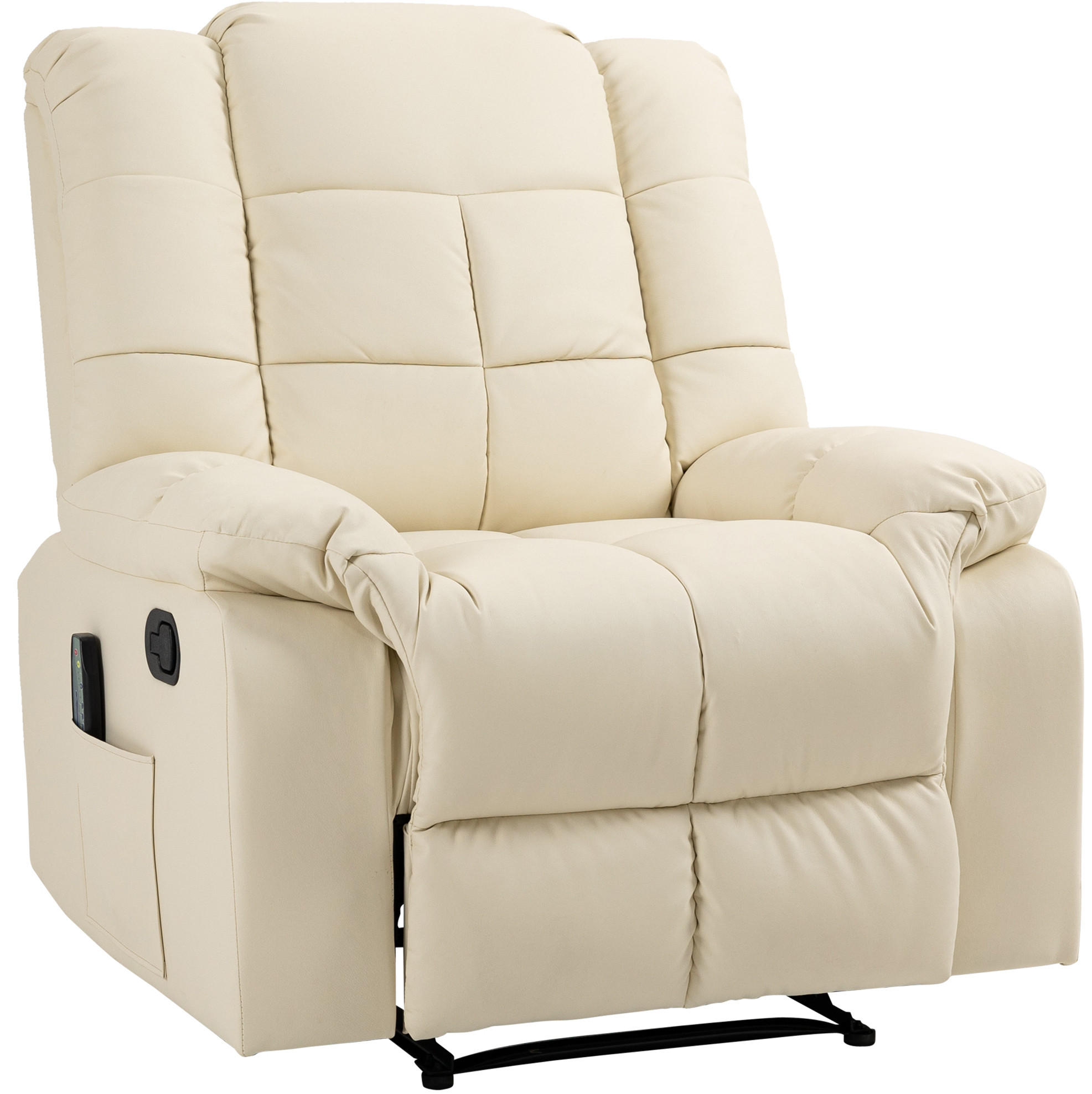 MASSAGESESSEL 94/99/99 cm in Cremeweiß mit Liegefunktion und 8-Punkt-Massage - Creme, Kunststoff (99/99/94cm) - Flora Grace