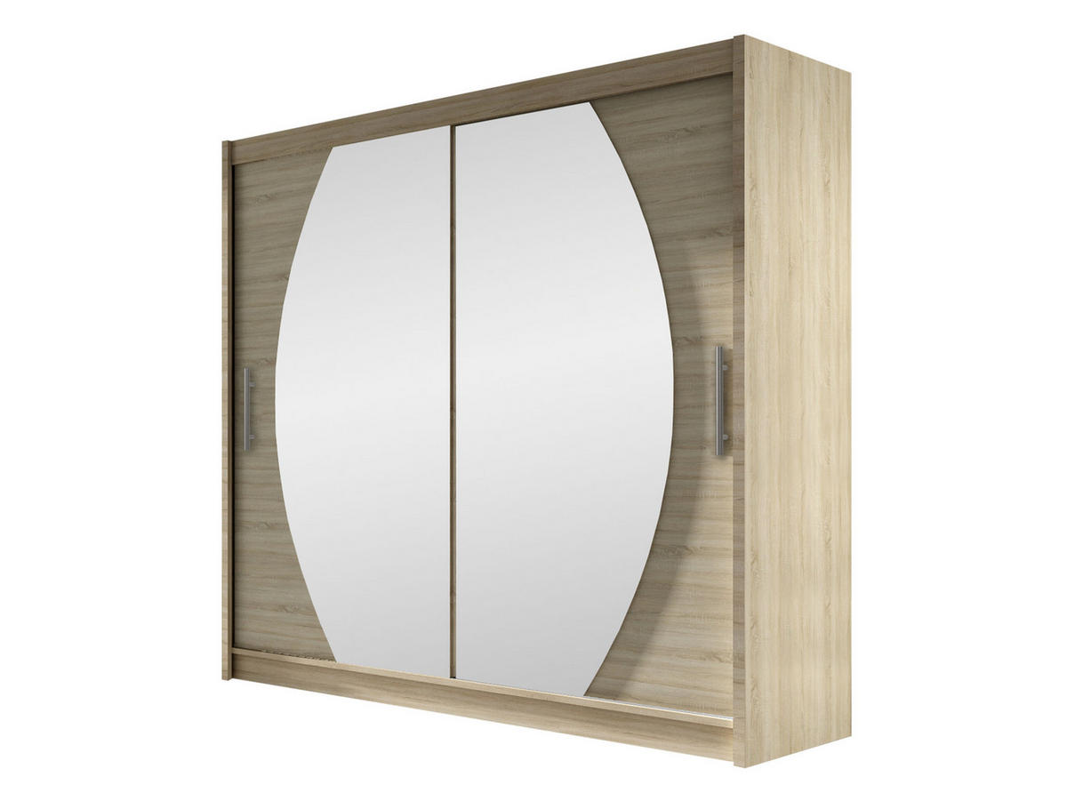 KLEIDERSCHRANK London IV - Silberfarben/Sonoma Eiche, Holzwerkstoff/Kunststoff (180/215/58cm) - MIRJAN24
