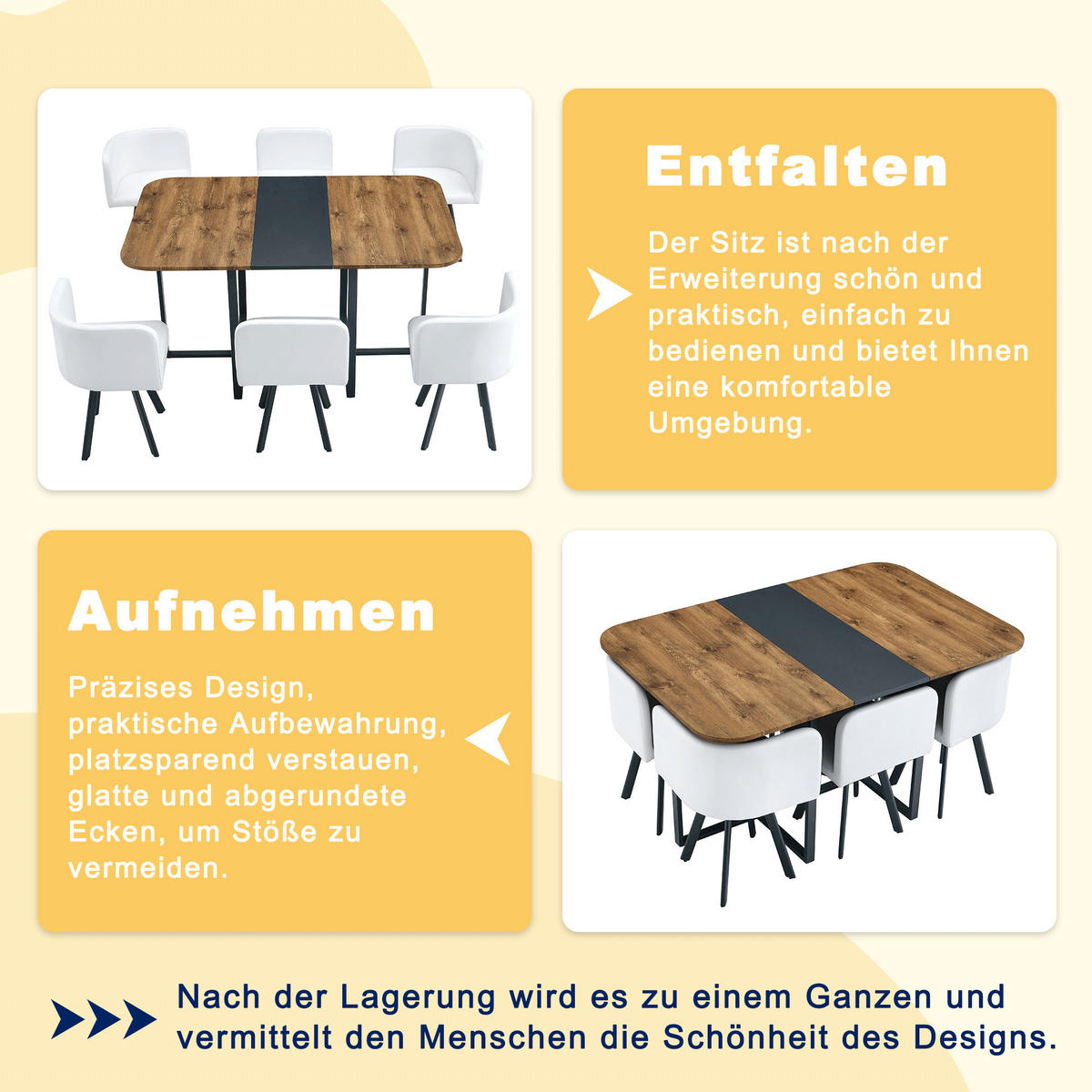 ESSGRUPPE DE-39496 ausziehbar, mit 4 Stühlen und Metallgestell Weiß - Weiß, Holzwerkstoff (150/79/100cm) - ComfortXL