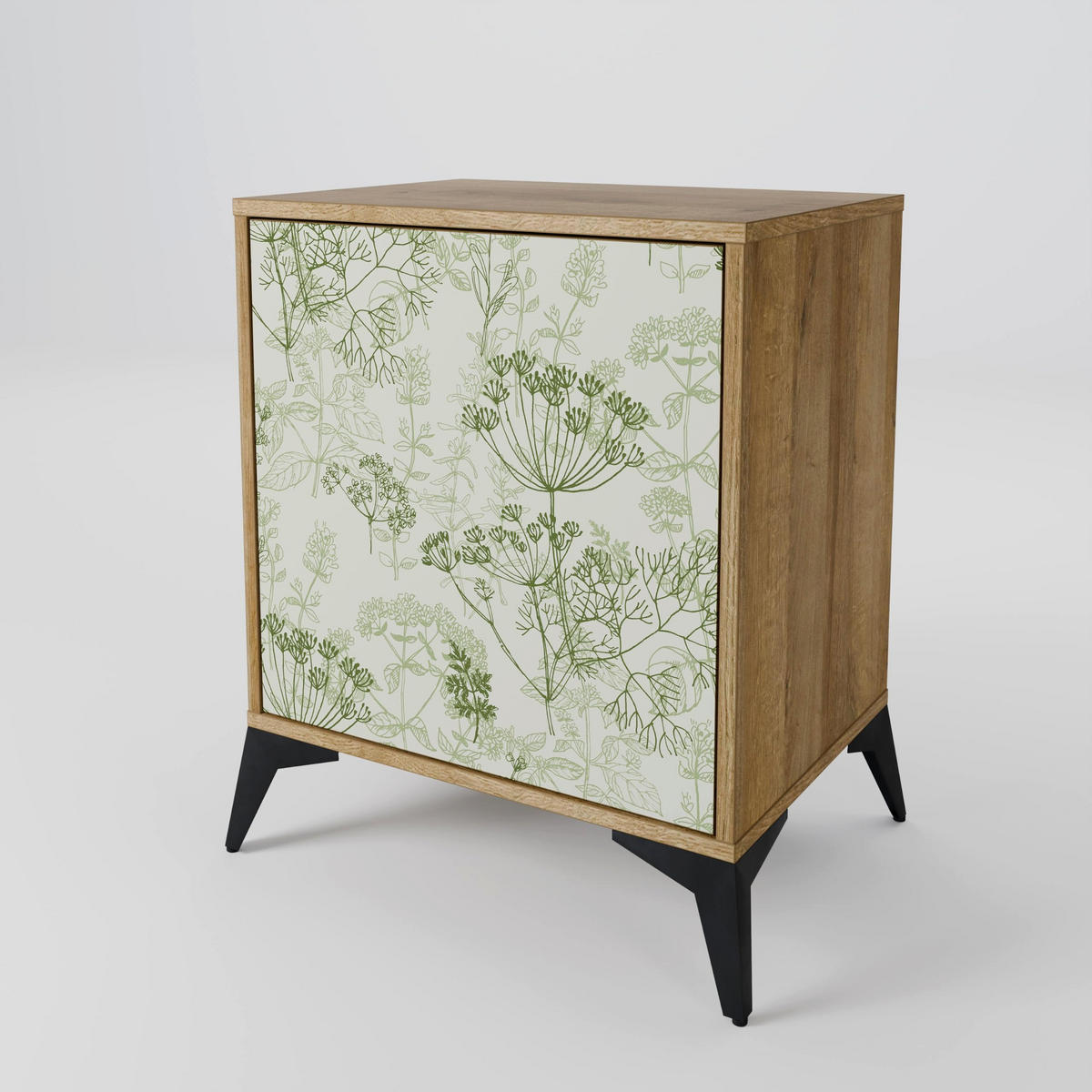 SIDEBOARD FENNEL BALDACHIN, Eichefarben, 57,5x42x75,5 cm, Goldfarbene Metallfüße - Eichefarben/Goldfarben, Holzwerkstoff/Metall (57.5/75.5/42cm) - SpaceRebels