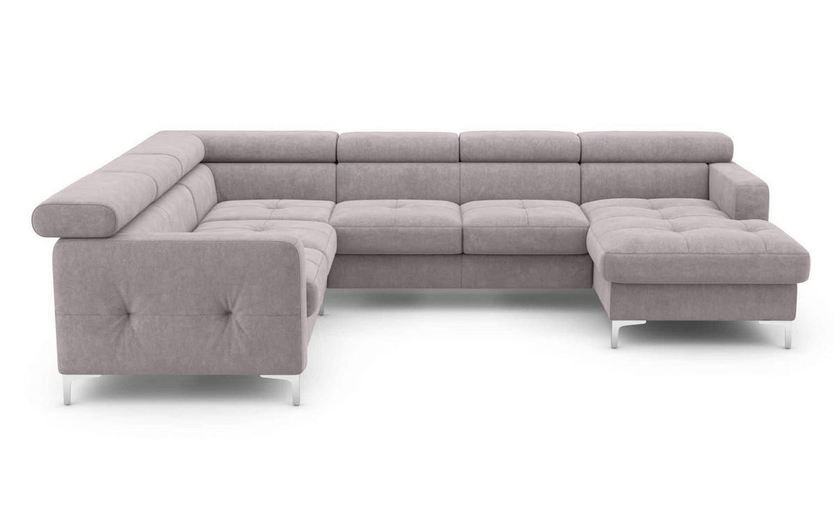 WOHNLANDSCHAFT mit Schlaffunktion und Bettkasten - Chromfarben/Silberfarben, Holz/Textil (304/74/240cm) - Cotta