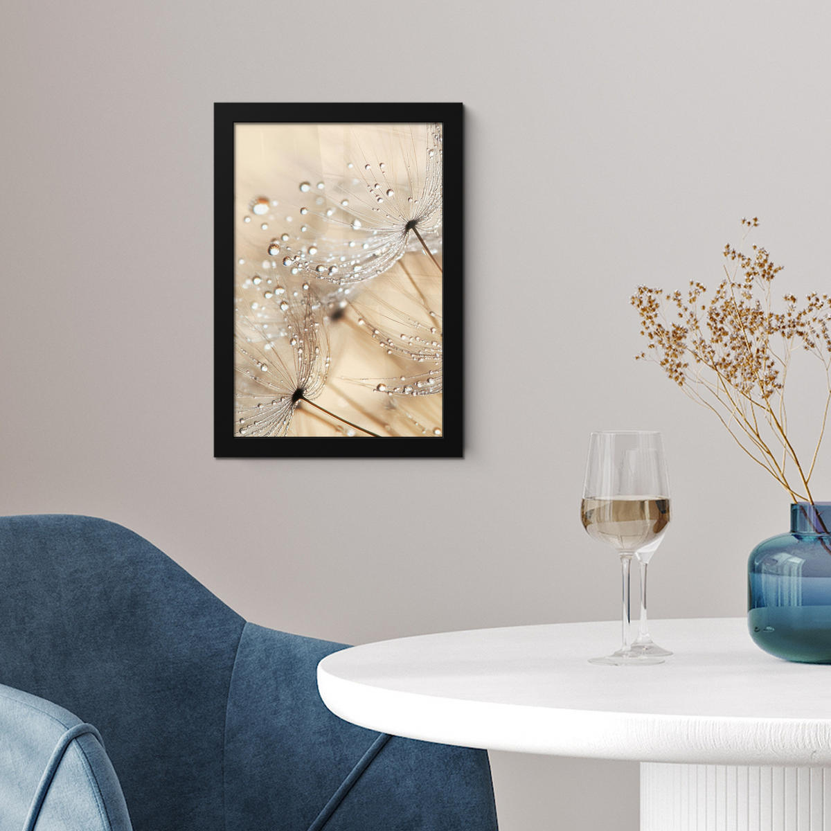 GERAHMTES BILD Löwenzahn - Abstrakt - Natur - Beige 20x30 cm - Braun, Papier (20/30cm) - MuchoWow