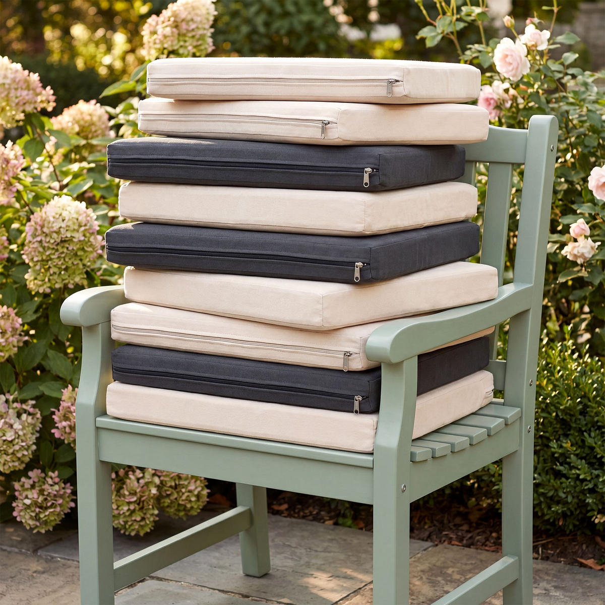 GARTENSTUHL eckig 55/43/5 cm Stoff Creme - Creme, Textil (55/5/43cm) - CLP