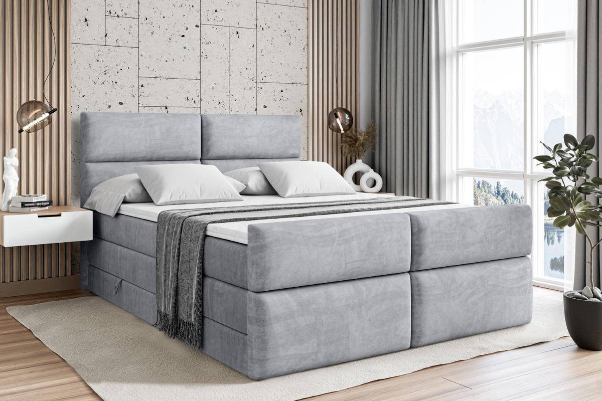 BOXSPRINGBETT BOXI3-Z KING - 120x200 - H3/H4 - Hellgrau - Hellgrau, Holzwerkstoff (120/200cm) - ALTDECOR
