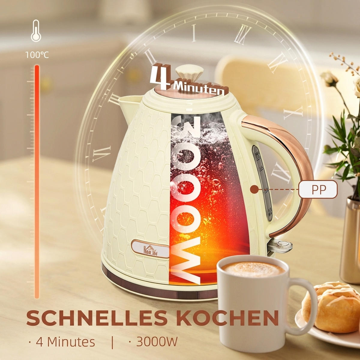 WASSERKOCHER,IN Beige,19.5/24.2/23.4 cm - Beige, Kunststoff (19.5/23.4/24.2cm)