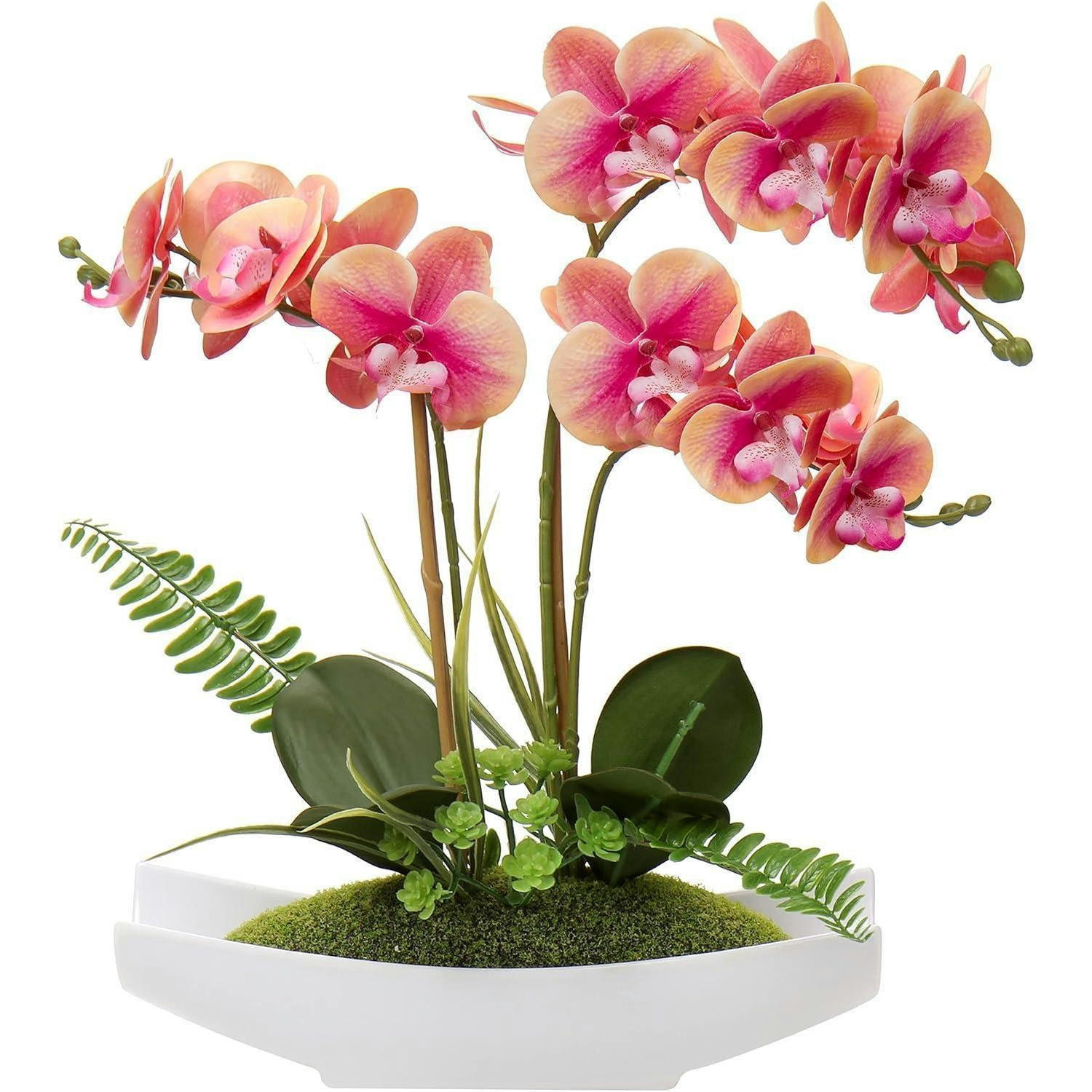 KUNSTBLUME Orchidee Phalaenopsis 3 Stiele Weiß Rosa Violett 38 cm - Multicolor, Kunststoff (40.6cm)