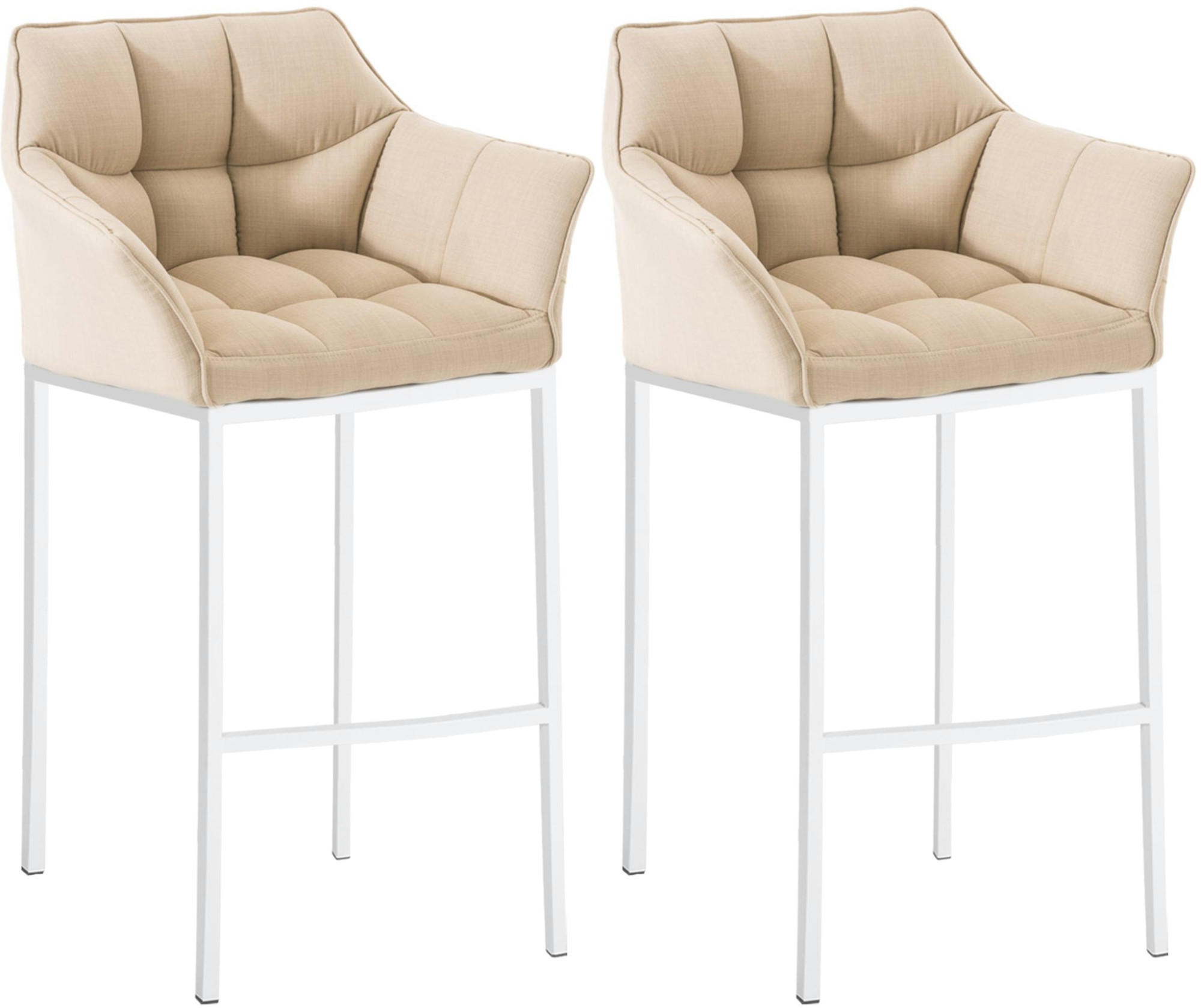 BARHOCKER 2er Set Stoff Creme - Creme/Weiß, Textil/Metall (64/110/48cm) - CLP