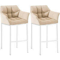 BARHOCKER 2er Set Stoff Creme - Creme/Weiß, Textil/Metall (64/110/48cm) - CLP