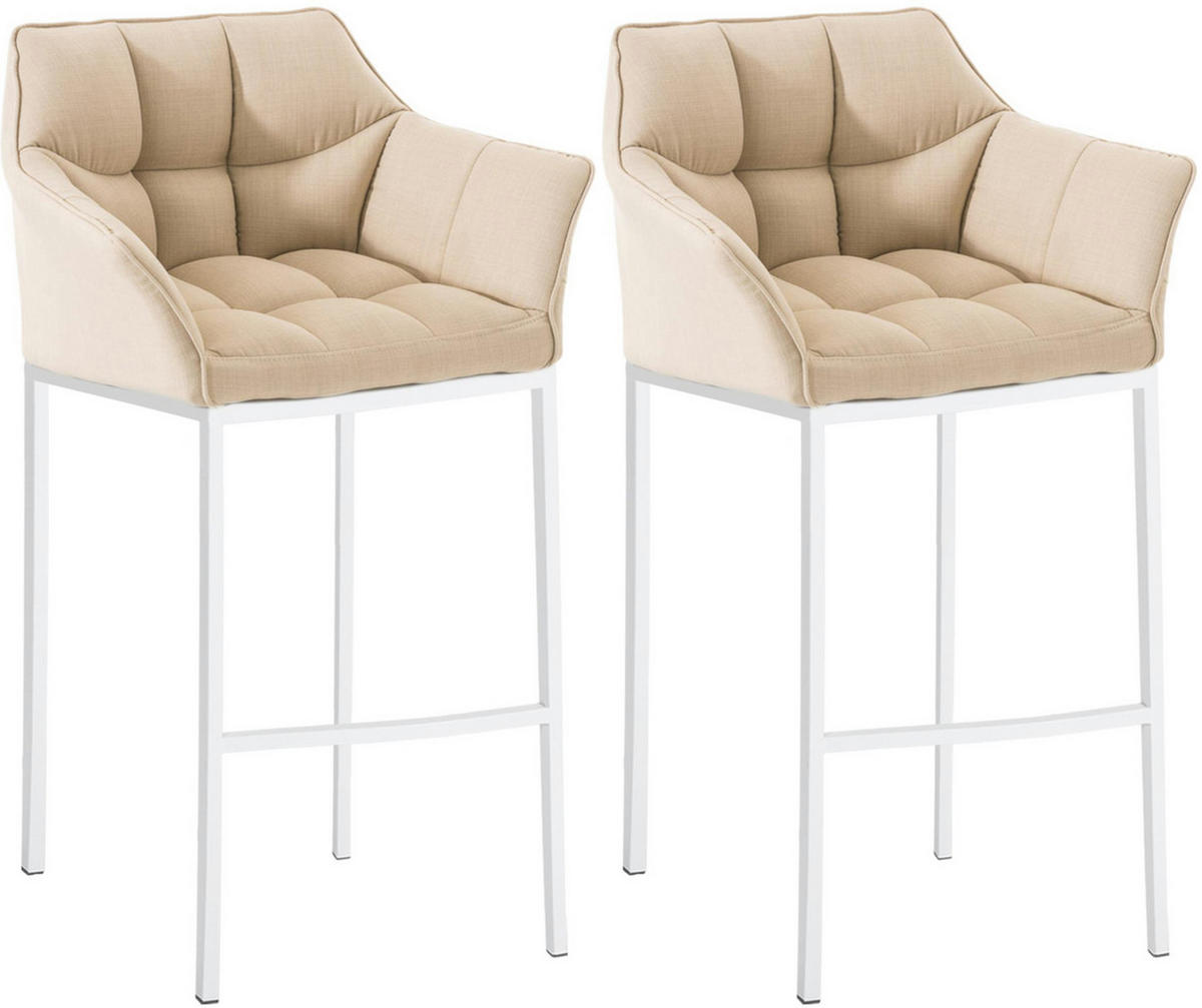 BARHOCKER 2er Set Stoff Creme - Creme/Weiß, Textil/Metall (64/110/48cm) - CLP