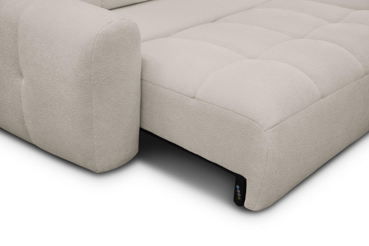 ECKSOFA LUMERO 4-Sitzer RECHTS, creme - Ecru/Schwarz, Holz/Textil (275/166cm) - Courtois Laville