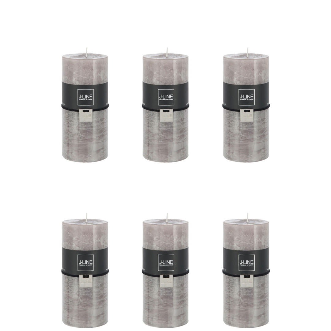 DUFTKERZE ZART - Grau - L - 52 Std. - 6er set - Grau, Paraffin (7/15cm) - J-Line