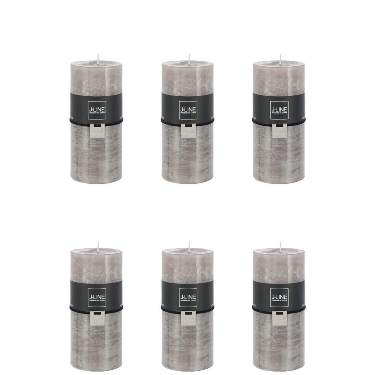DUFTKERZE ZART - Grau - L - 52 Std. - 6er set - Grau, Paraffin (7/15cm) - J-Line