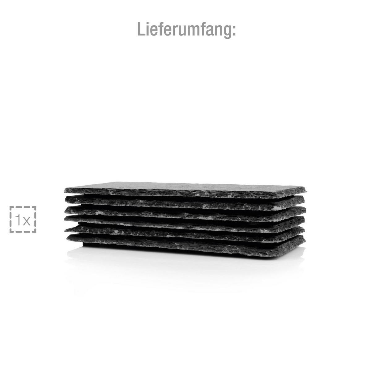SCHIEFERPLATTEN SET BISCUIT - 6 teilig mit Kreide - Schwarz, Naturmaterialien (20/0.5/10cm) - Sänger