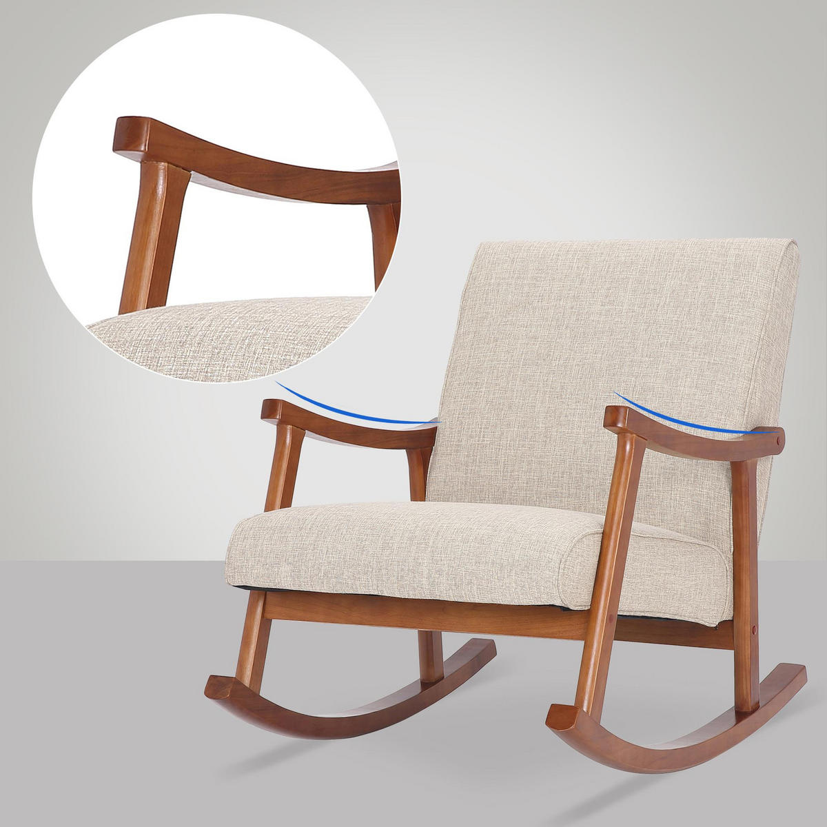 SCHAUKELSTUHL Stoff Creme - Creme, Holz/Textil (67/82/92cm) - CLP