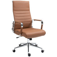 KONTORSSTOL Kolumbus äkta läder - Kromfärg/Ljusbrun, Läder/Metall (58/105/66cm) - CLP