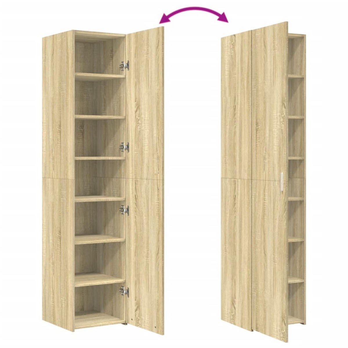 DREHTÜRENSCHRANK mit 6 Ablagen 40/42,5/185 cm aus Holzwerkstoff Sonoma-Eiche Dekor - Sonoma Eiche, Holz (42.5/185/40cm) - vidaXL
