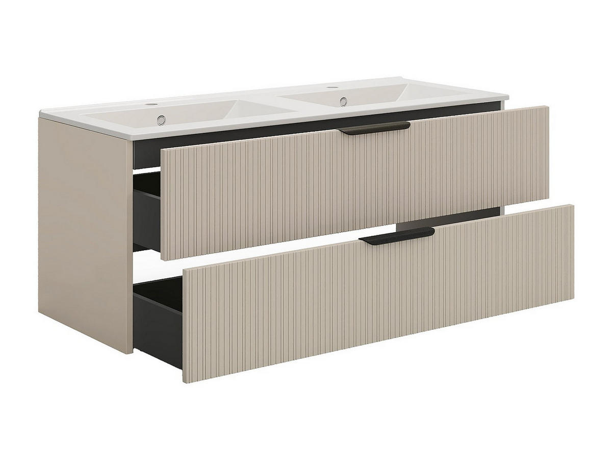 DOPPELWASCHTISCH - 120 cm x 46 cm - holz - beige Daliko - Weiß, Holz (120/50/46cm) - Vente-Unique