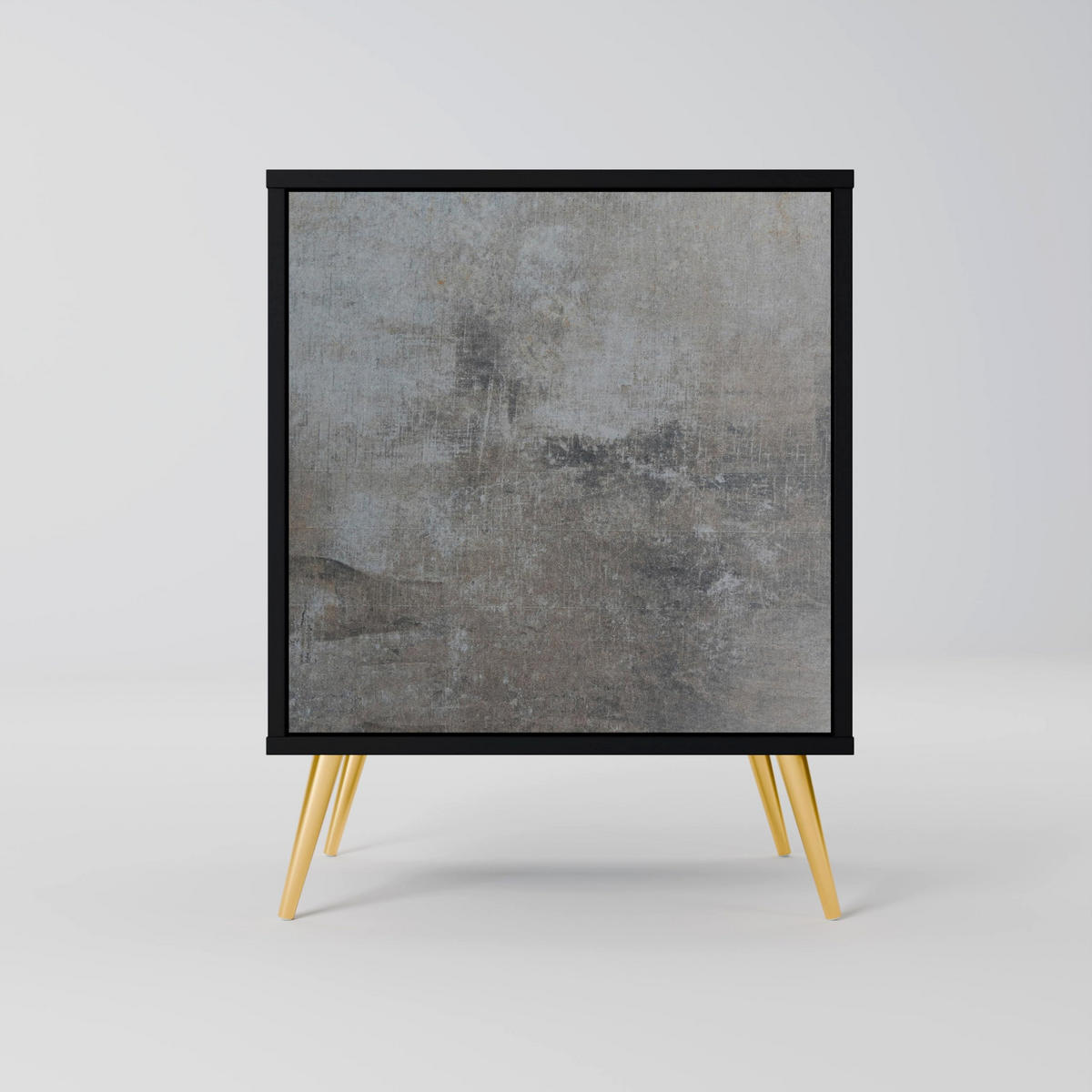 SIDEBOARD CONCRETE WALL, Schwarz, 57,5x42x75,5 cm, Goldfarbene Metallfüße - Goldfarben/Multicolor, Holzwerkstoff/Metall (57.5/75.5/42cm) - SpaceRebels