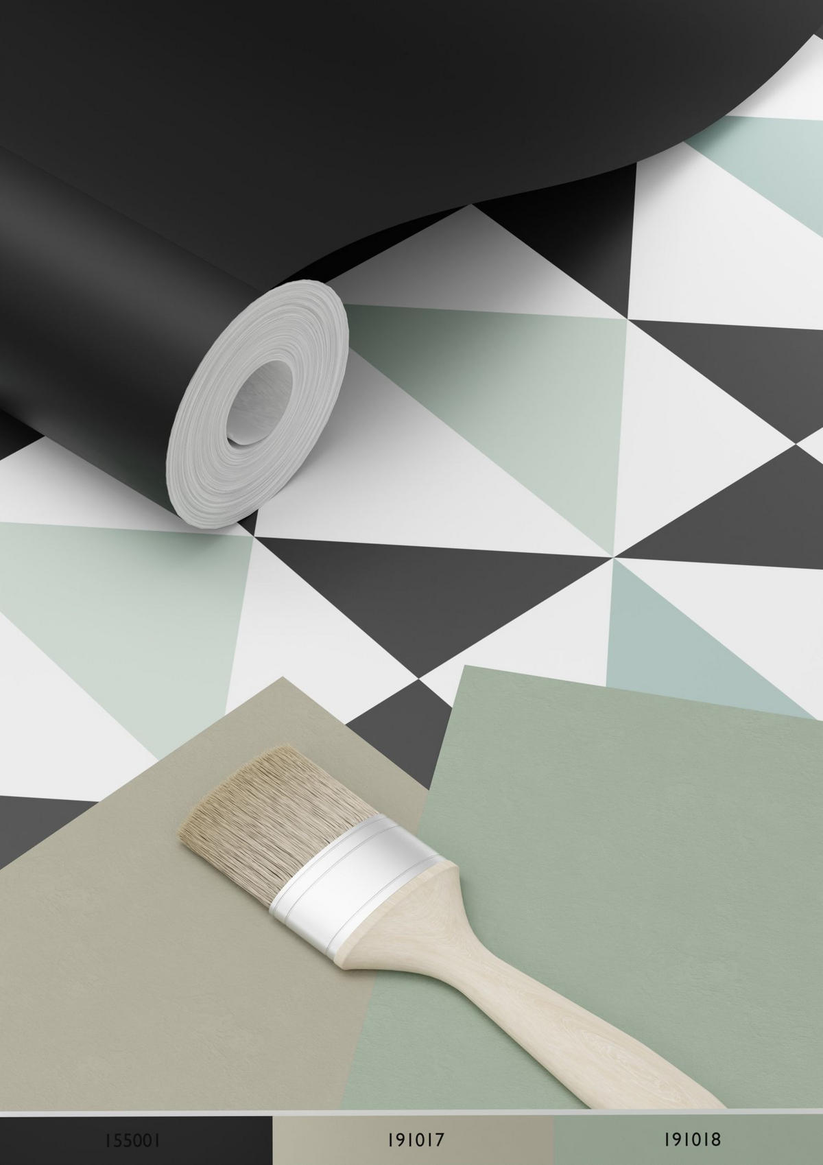 TAPETE grafische Dreiecke 53 cm x 10.05 m - Grün, Papier (53/1000cm) - ESTAhome