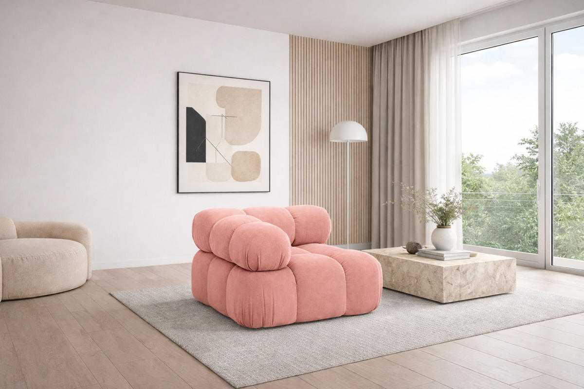 ECKMODUL, Für Modulares System, Stoff Salvador, Rosa, Selia - Pink, Holz (95/70/95cm) - Kaiser Möbel