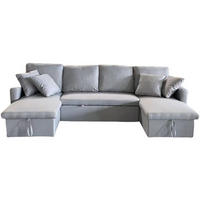 PANORAMA-ECKSOFA mit schlaffunktion mahé grau 4-sitzer stoff - Grau, Holz (286/147cm) - Concept Usine