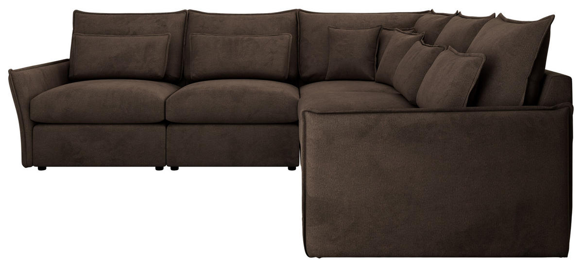 ECKSOFA VERSO L Braun Velvet - Schwarz/Braun, Kunststoff/Textil (270/270cm) - MKS