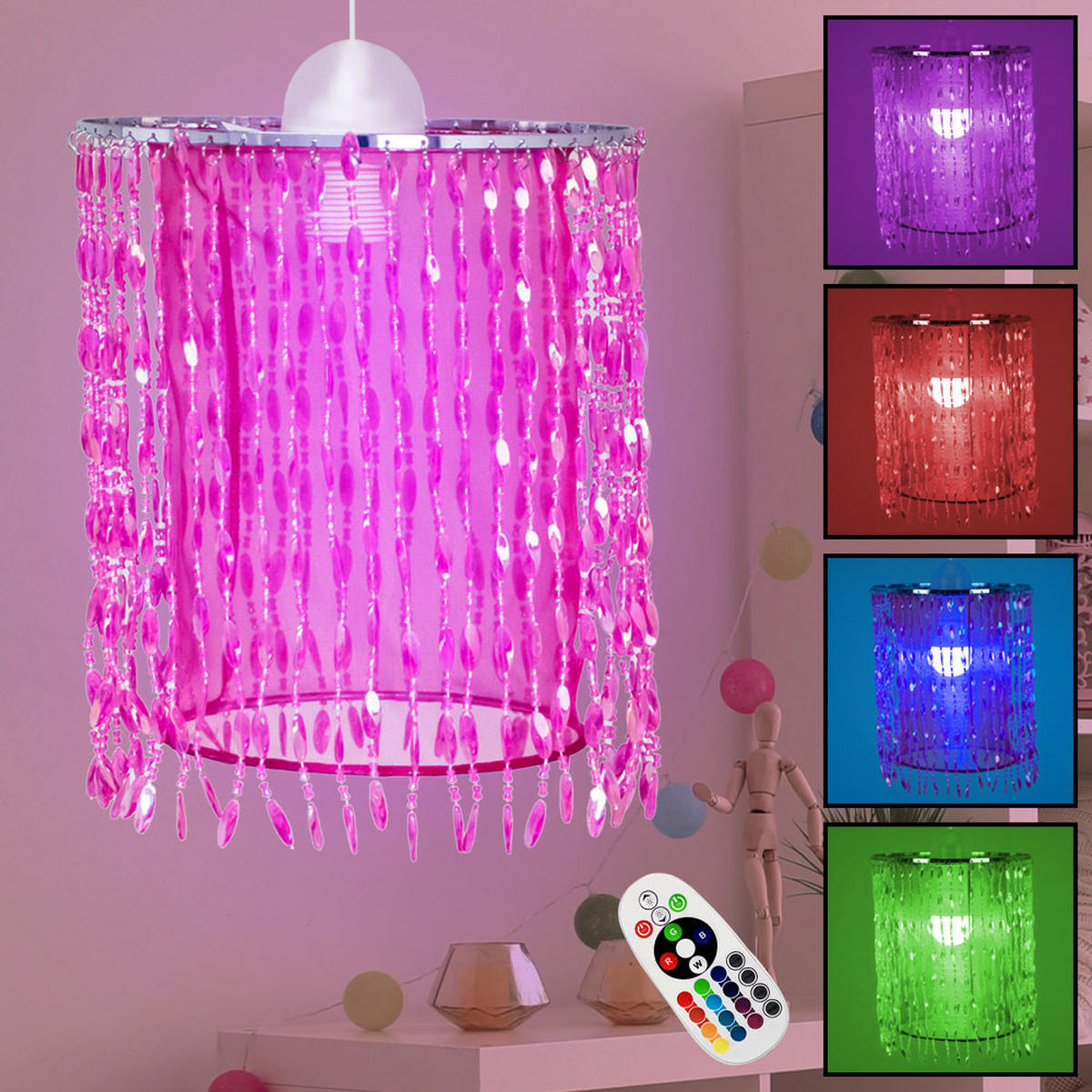 LED HÄNGELEUCHTE Metall Rosa Kristalloptik - Rosa, Metall (22.5/22.5/29cm)