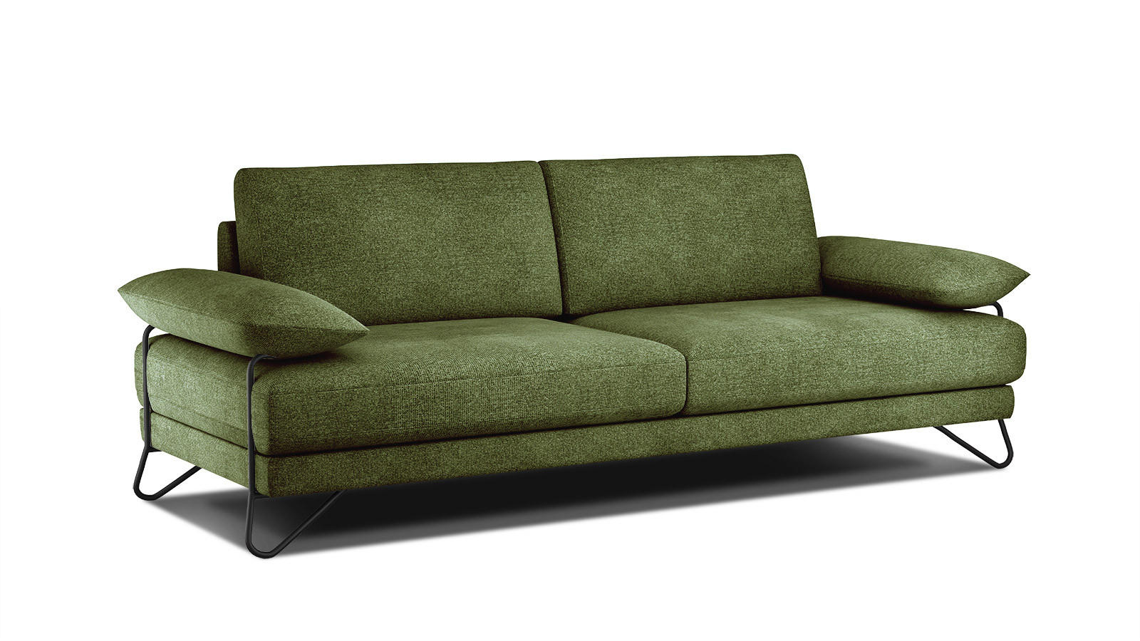 SOFA LORI 3-Sitzer, olivgrün - Schwarz/Olivgrün, Holzwerkstoff/Textil (245/87/96cm) - Courtois Laville