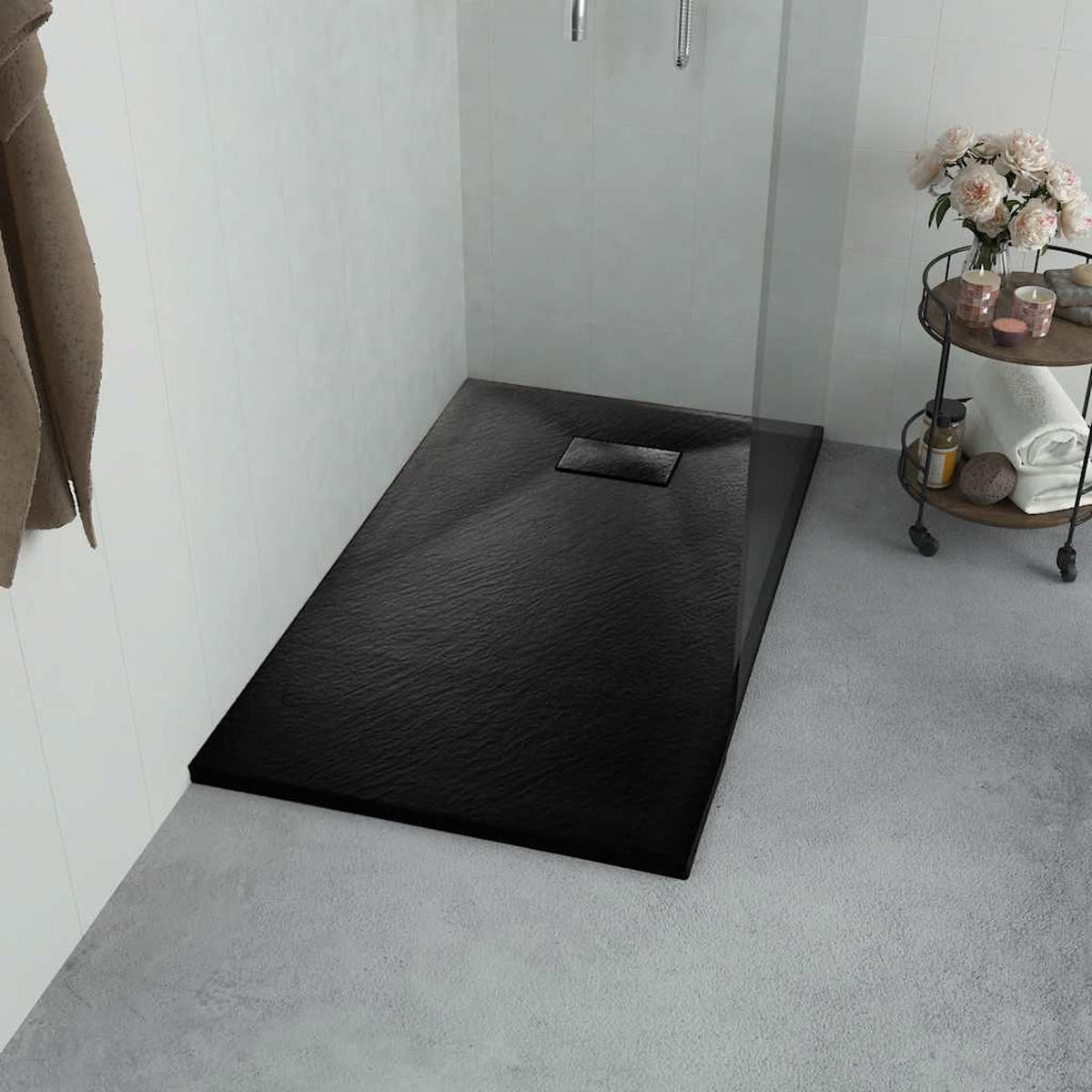 DUSCHWANNE Schwarz 90/70 Cm - Schwarz, Textil (70/2.6/90cm) - vidaXL