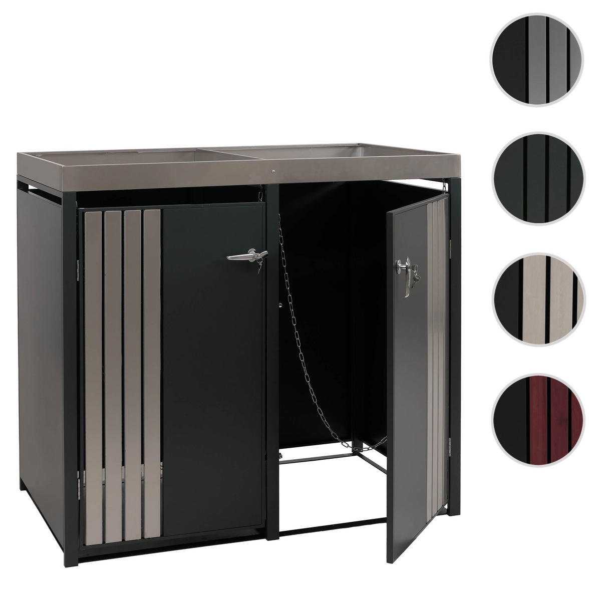 2ER-MÜLLTONNENVERKLEIDUNG Anthrazit, Silber - Anthrazit/Silberfarben, Metall (132/125/84cm) - MCW