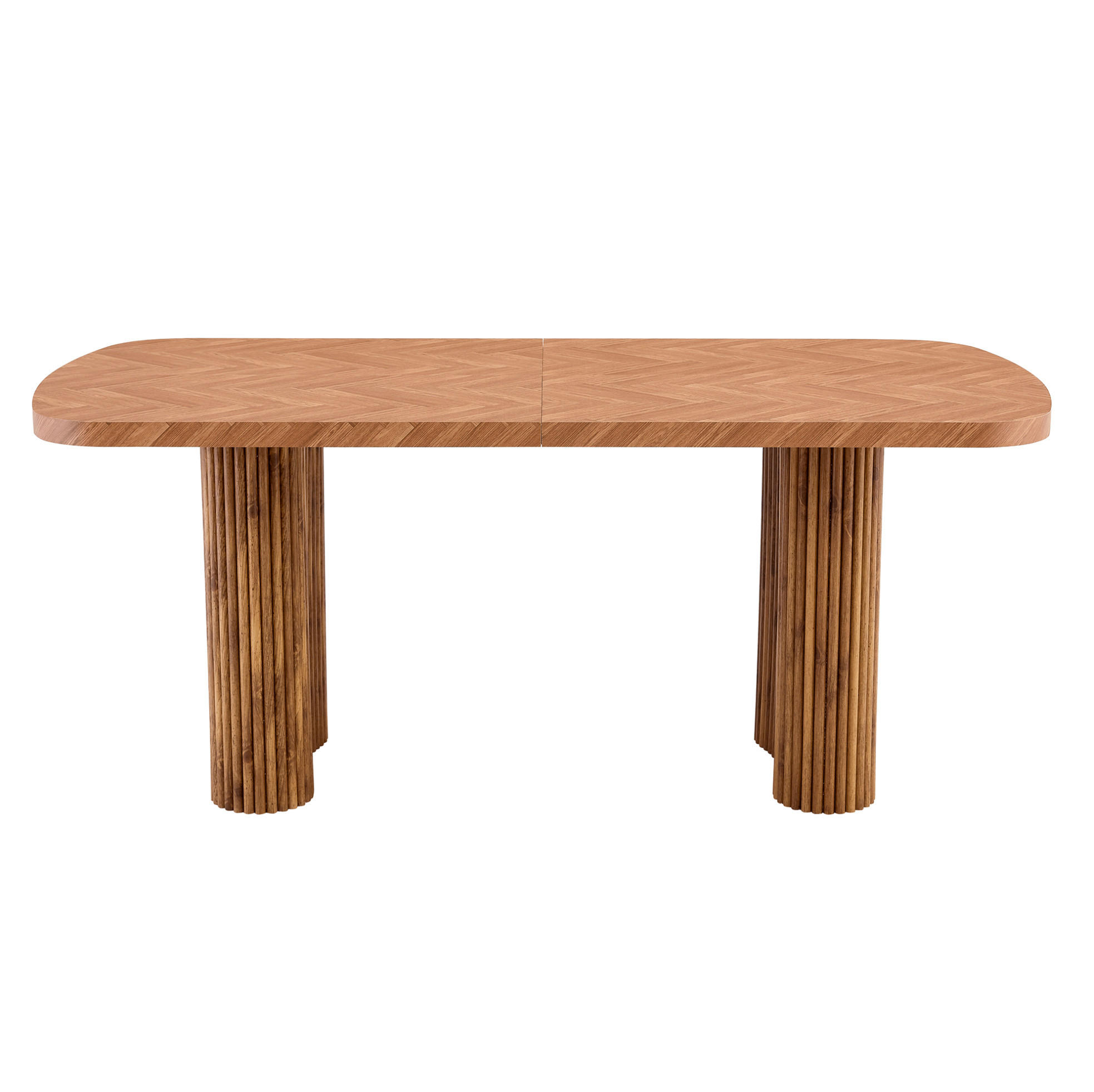ESSTISCH 180/90/76 cm nussbaumfarben aus MDF mit bogenförmigem Säulengestell - Braun, Holzwerkstoff (180/90/76cm) - OKWISH
