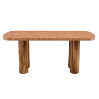 ESSTISCH 180/90/76 cm nussbaumfarben aus MDF mit bogenförmigem Säulengestell - Braun, Holzwerkstoff (180/90/76cm) - OKWISH