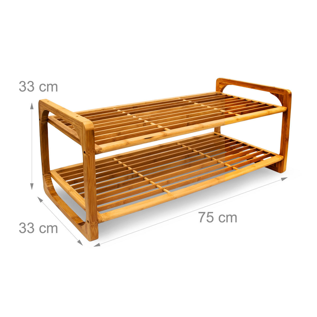 SCHUHREGAL - Hellbraun, Holz (75/33/33cm) - Relaxdays