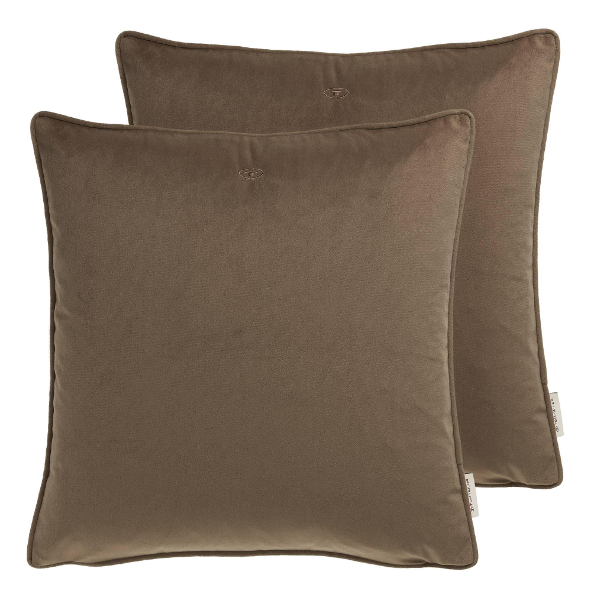 ZIERKISSENHÜLLE VELVET SIGNATURE - Braun, Textil (45/45cm) - Tom Tailor
